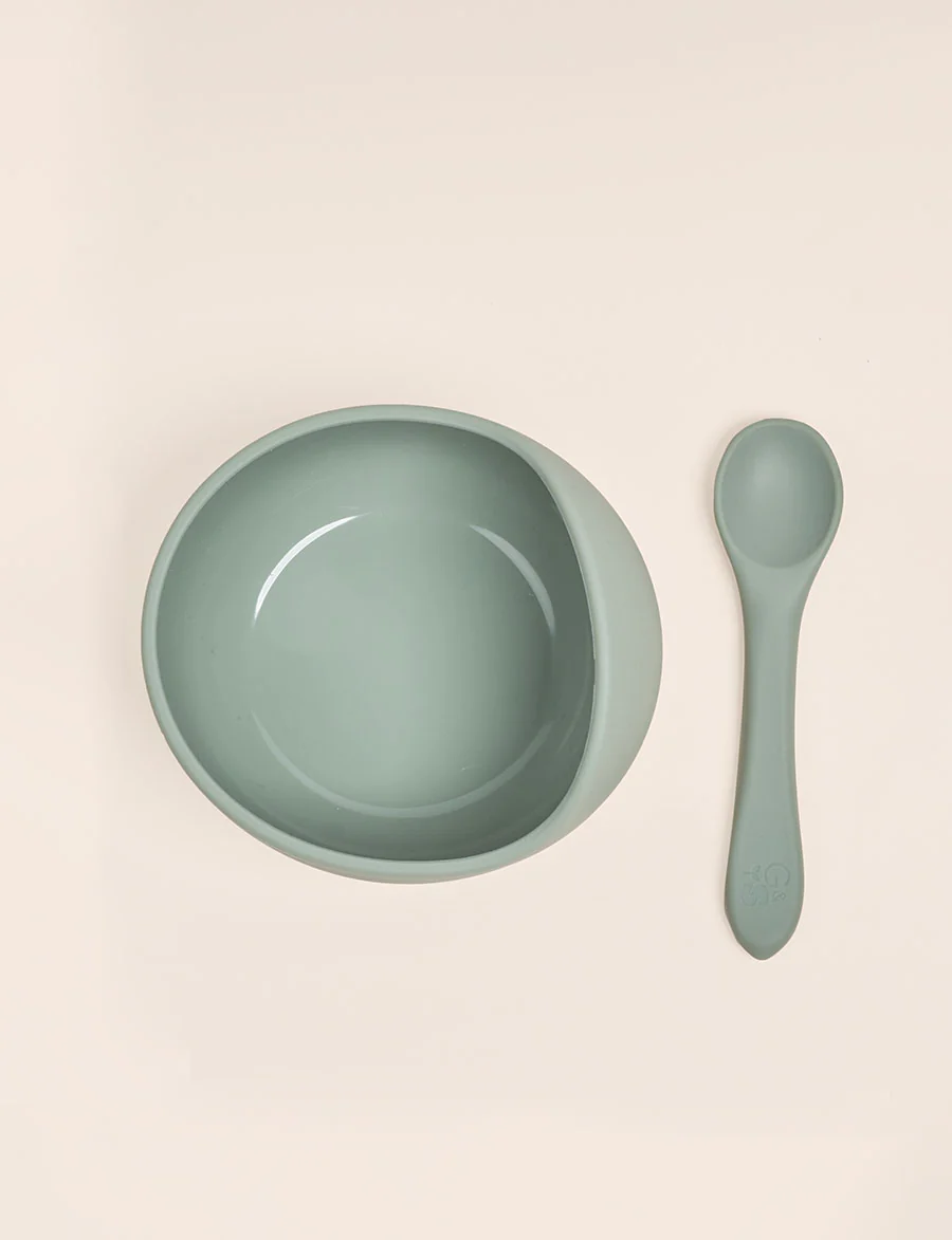 Giggle & Sprout Green Silicone Bowl & Spoon Set - Image 2